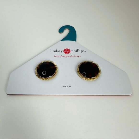 Lindsay Phillips Black Gold Round Shoe Charm Snaps NWT - Picture 1 of 2